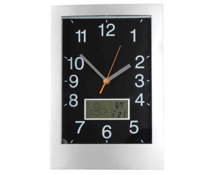 02. Rectangular Wall Clock, LCD Weather Station